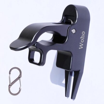 Woho Magnetic Holder for Golf Cart, Aluminum Alloy Golf Holder with Fork Hold Item in The Grass, Golf Cart Accessories with Dual Opening Carabiner for 30-60 Rings, Gift for Golfer/Father's Day