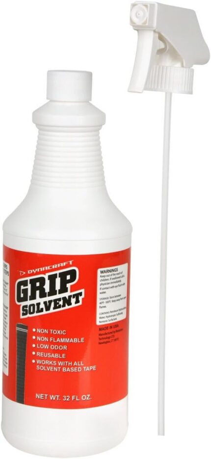 Dynacraft Golf Grip Solvent (Non-Toxic & Non-Flammable) 32 oz Bottle Bundle with Trigger Sprayer, White