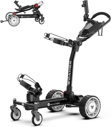 EST3 All Terrain Electric Golf Cart, Automatic Sensing Driving Golf Cart, 35-40 KM Ultra Long Driving Distance 5 Tires Dual Motor Golf Push Cart