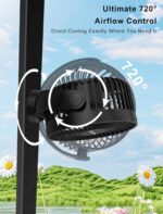 Magnetic Golf Cart Fan Rechargeable, 12000mAH Battery Operated Portable Fan with 3 Speeds, LED Lantern, Magnetic Base, Compatible with EZGO Club Car Yamaha, Golf Cart & Cruise Ship Accessories - Image 6