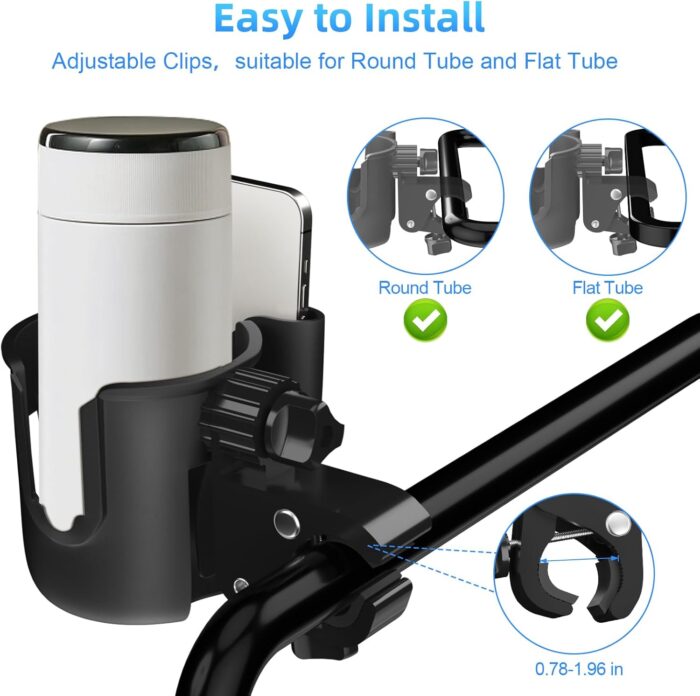 Golf Cart Cup Holder with Phone Holder, 2-in-1 Adjustable Universal Cup Phone Holder Front and Rear Seat Armrest Kit Accessories Compatible for EZGO/Club Car/Yamaha & Most Golf Carts - Image 5