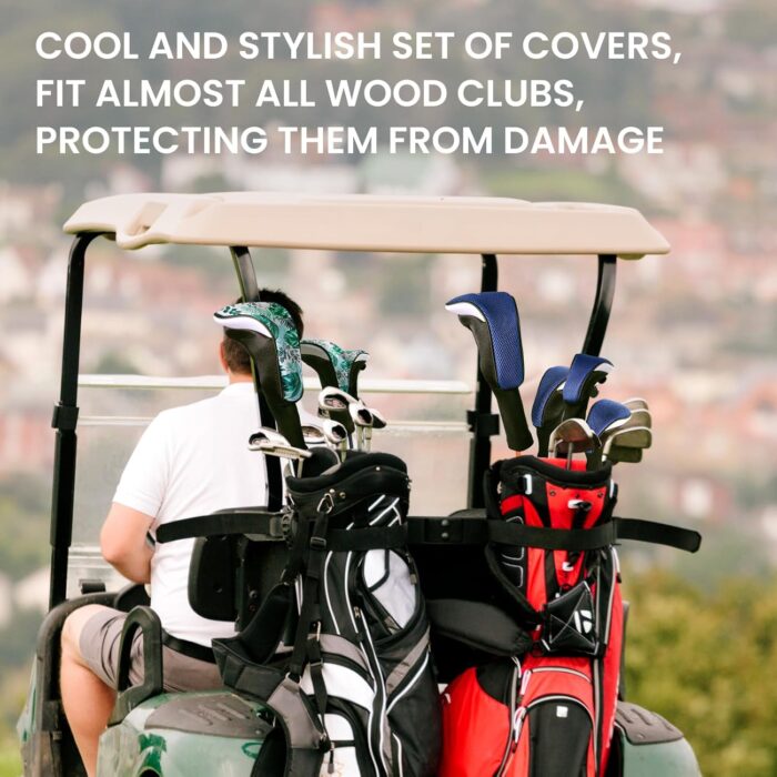 FINGER TEN Golf Club Head Covers Woods Driver Fairway Hybrid 3/4/5 Set, Headcovers Men 1 3 5 7 X Interchangeable Number Tag, Fit All Wood Clubs - Image 7