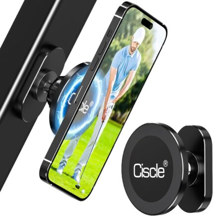 Magnetic Golf Cart Phone Holder, Aluminum Magnetic Phone Holder with N52 Magnets, Golf Cart Accessories Compatible with MagSafe iPhone 16 Pro Max Plus 15 14 13 12 Mini Fits EZGO Yamaha Club Car