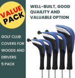 FINGER TEN Golf Club Head Covers Woods Driver Fairway Hybrid 3/4/5 Set, Headcovers Men 1 3 5 7 X Interchangeable Number Tag, Fit All Wood Clubs - Image 2