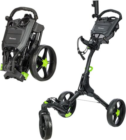 Golf Cart Series: Lightweight 2-Wheel Foldable, 360° Rotating 3-Wheel with Umbrella Stand, and 4-Wheel One-Click Folding. Designed for Golf Clubs and Bags with Enhanced Storage Features.