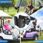Golf Cart Cup Holder with Phone Holder, 2-in-1 Adjustable Universal Cup Phone Holder Front and Rear Seat Armrest Kit Accessories Compatible for EZGO/Club Car/Yamaha & Most Golf Carts - Image 3