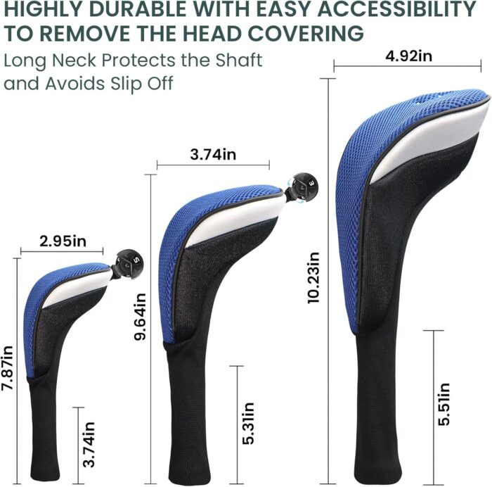 FINGER TEN Golf Club Head Covers Woods Driver Fairway Hybrid 3/4/5 Set, Headcovers Men 1 3 5 7 X Interchangeable Number Tag, Fit All Wood Clubs - Image 4