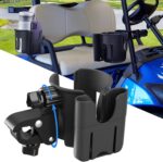 Golf Cart Cup Holder with Phone Holder, 2-in-1 Adjustable Universal Cup Phone Holder Front and Rear Seat Armrest Kit Accessories Compatible for EZGO/Club Car/Yamaha & Most Golf Carts