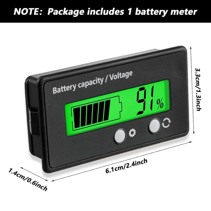 DC 12V 24V 36V 48V 60V 72V 84V Golf Cart Battery Meter with Alarm, Front Setting and Switch Key Battery Capacity Voltage Indicator Gauge Acid and Lithium ion Indicator - Image 2