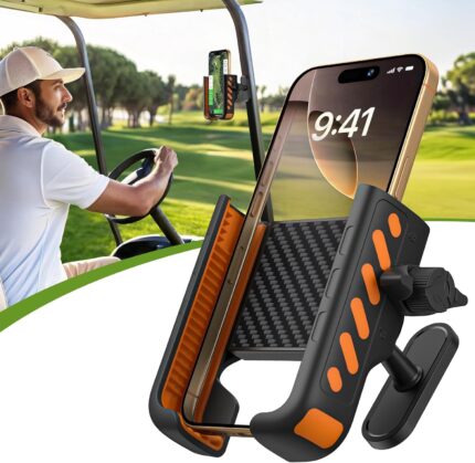 Magnetic Golf Cart Phone Holder - Golf Cart Phone Mount with N52 Magnets Compatible with EZGO Club Car Yamaha, Golf Phone Caddy for Cell Phone iPhone Samsung & More, Golf Accessories for Men Women