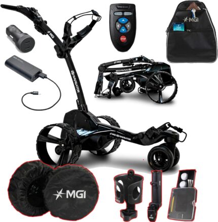 MGI Remote Controlled Zip Navigator Golf Cart with Accessories | Power Bundle | 3-Year Warranty | 36 Holes Extended Battery (Power Bundle & Cooler)