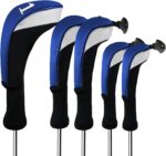 FINGER TEN Golf Club Head Covers Woods Driver Fairway Hybrid 3/4/5 Set, Headcovers Men 1 3 5 7 X Interchangeable Number Tag, Fit All Wood Clubs