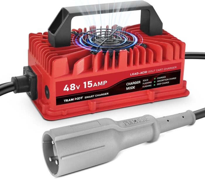 15 Amp Golf Cart Charger for 48 Volt Club Car DS & Precedent Lead Acid Battery with Upgraded 3-Pin Round Plug - Image 1