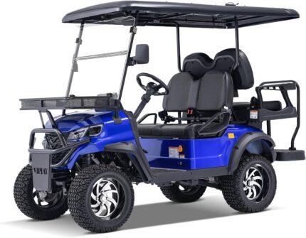 Electric Golf Cart, Solar Charging 4 Seats Passenger Luxury Cruiser with 51.2V Lithium Battery/5,000 Watt Electric Motor, 56 Miles Range for Golf, Hotel, Beach, Farm, Parks