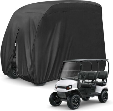 4 Passenger 420D Waterproof Golf Cart Cover fits EZ GO Club Car Yamaha, Sunproof Dustproof