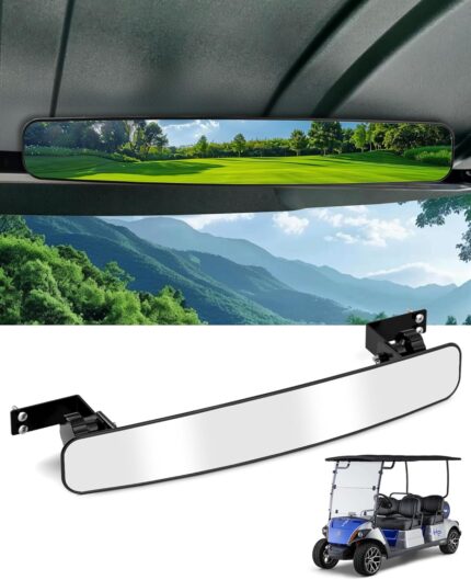 Golf Cart Rear View Mirror for EZGO Club Car Yamaha, Universal Panoramic Adjustable Rotatable 270° Full Rearview, 16.5" Wide Mirror Golf Cart Accessories for TXT RXV DS Precedent