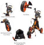 Golf Push Cart 3 Wheel with 360 Swivel Front Wheel,Lightweight and Foldable Walking Golf Cart，One-Click Foldable,with Foot Brake - Image 3