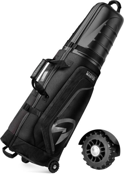 OutdoorMaster Golf Travel Bags for Airlines with Wheels and Hard Case Top, Protect Golf Clubs, Lightweight and Easy to Maneuver, Upgrade Version