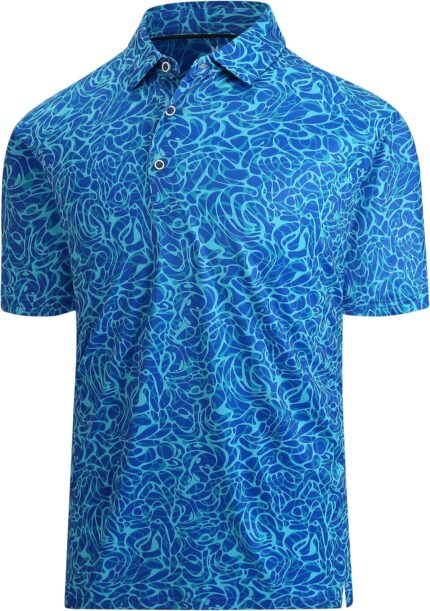 Damipow Premium Golf Shirts for Men Dry Fit Performance Polo Short Sleeve Collared Shirt