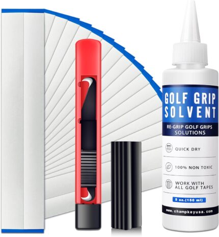 CHAMPKEY Deluxe Grip Repair Kits for Regripping Golf Clubs - Inlcudes Hook Knife, 2" x 10" Professional Tapes, 5 oz Solvent and Rubber Vise Clamp(All Repair Kits)