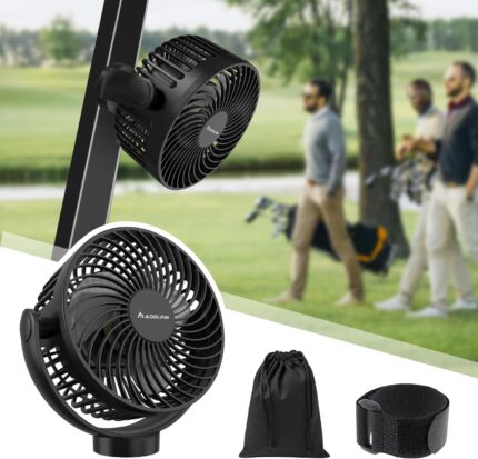 Magnetic Golf Cart Fan Rechargeable, 12000mAH Battery Operated Portable Fan with 3 Speeds, LED Lantern, Magnetic Base, Compatible with EZGO Club Car Yamaha, Golf Cart & Cruise Ship Accessories