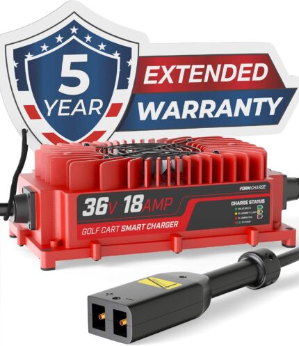 FORM 36 Volt Golf Cart Battery Charger for EZGO TXT Golf Carts with D-Style Plug - 36V 18AMP Lead Acid Battery Charger - Waterproof Design