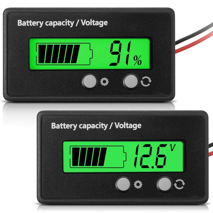 DC 12V 24V 36V 48V 60V 72V 84V Golf Cart Battery Meter with Alarm, Front Setting and Switch Key Battery Capacity Voltage Indicator Gauge Acid and Lithium ion Indicator - Image 1