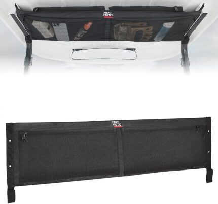 KEMIMOTO Overhead Storage Bag Compatible with Club Car Tempo(2007-2023), Golf Cart Organizer Ceiling Mesh Storage Only Fit for Club Car Tempo（Hole Spacing 35" Horizontal and 3.9" Vertical
