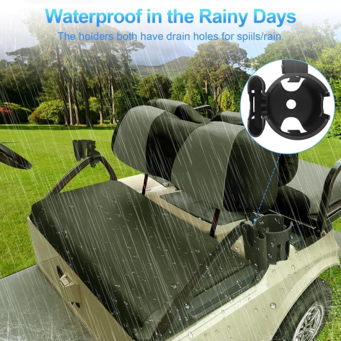 Golf Cart Cup Holder with Phone Holder, 2-in-1 Adjustable Universal Cup Phone Holder Front and Rear Seat Armrest Kit Accessories Compatible for EZGO/Club Car/Yamaha & Most Golf Carts - Image 7
