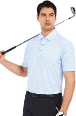 Esabel.C Golf Shirts for Men Dry Fit Performance Short Sleeve Print Moisture Wicking Collared Shirt - Image 3