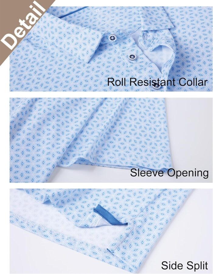 Esabel.C Golf Shirts for Men Dry Fit Performance Short Sleeve Print Moisture Wicking Collared Shirt - Image 5