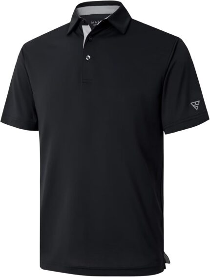 Mens Golf Shirt Short and Long Sleeve Moisture Wicking Dry Fit Performance Solid Casual Pique Golf Polo Shirts for Men