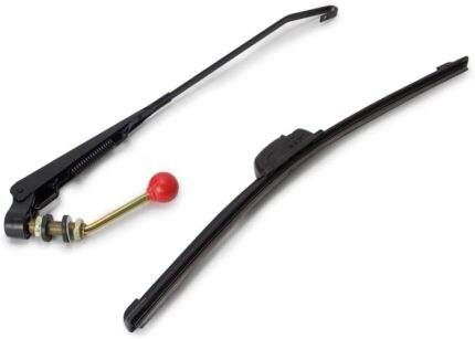 Universal UTV & Golf Cart Wiper Blade with Manual Wiper Arm Kit | Heavy-Duty All-Weather Sintered Metal Design for Polaris/Club Car/Yamaha | Easy Tool-Free Installation