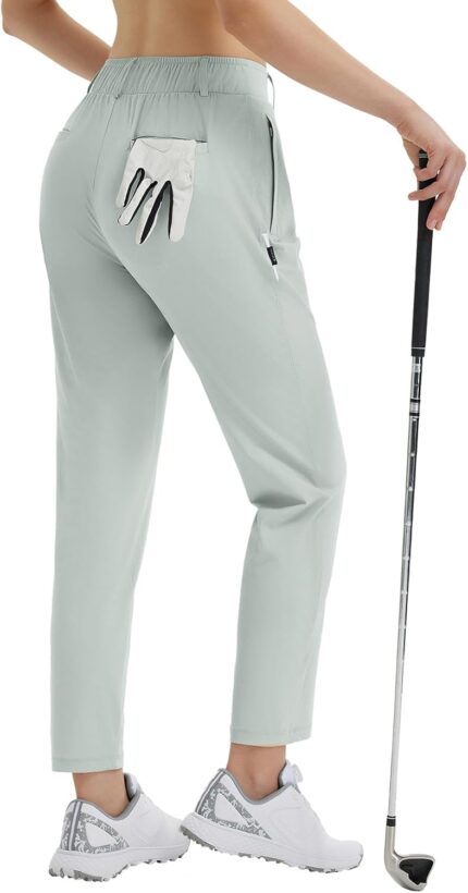 baleaf Women's Golf Pants with Belt Loops Zipper Pockets Stretch Travel Work Bussiness Dressy Casual Slacks UPF 50+
