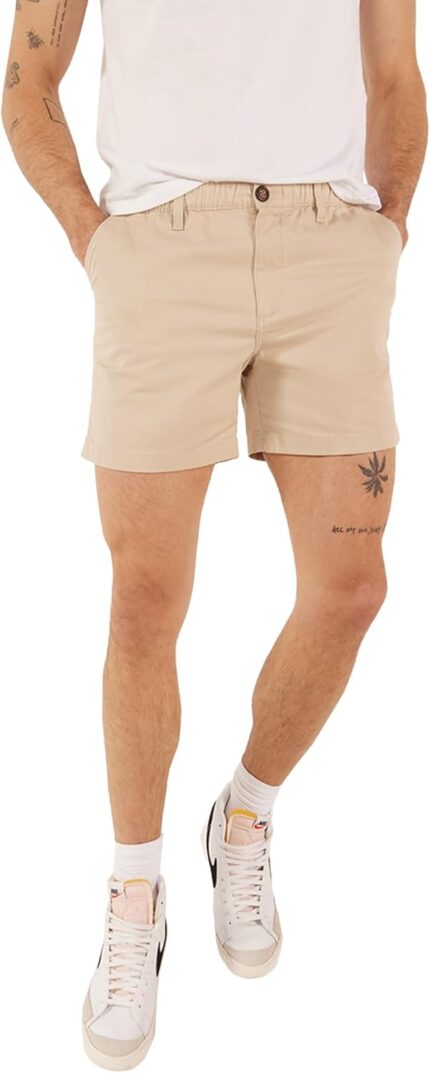 Chubbies Chino Shorts Men 5.5 Inch - Mens Shorts Casual with Elastic Waistband, Side and Back Pockets, Stretch Cotton Blend