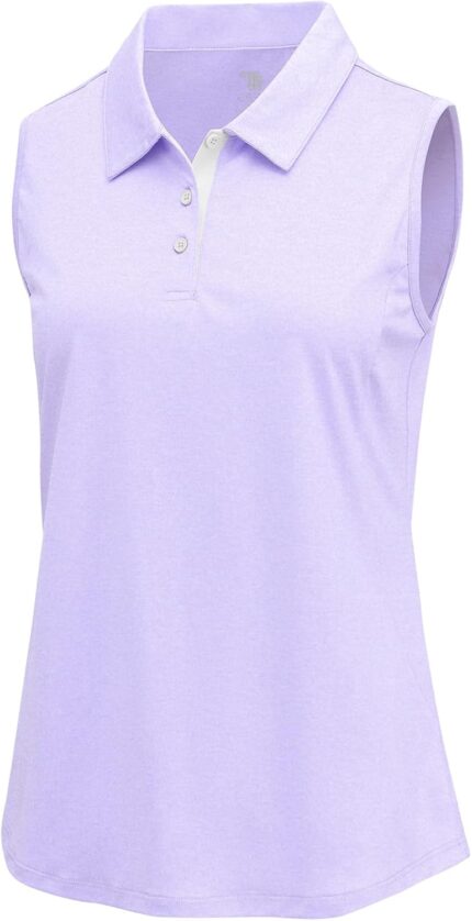 BGOWATU Women's Golf Shirts Sleeveless Polo Shirts Collared 3 Buttons Tennis Tank Tops UV Protection Quick Dry