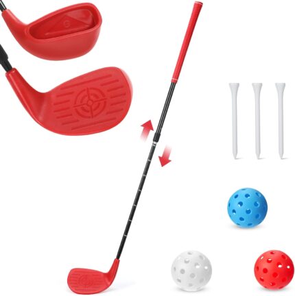 Backyard Golf Club Set Adjustable Golf Club for Backyard Game Plastic Golf Chipping Clubs Hit Plastic Golf Balls Outdoor Indoor Training Practice Gift for Adults(Right Hand)