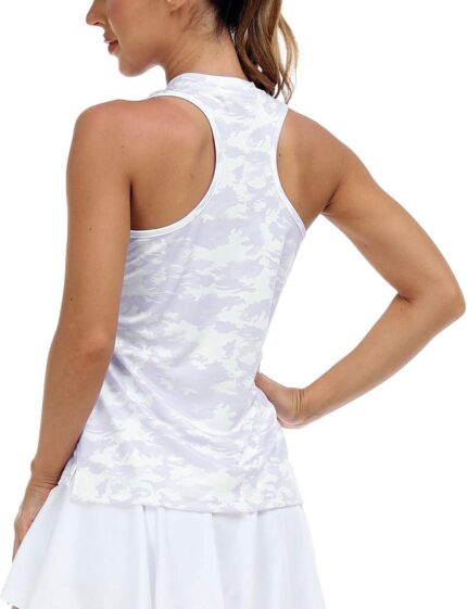MoFiz Women's Sleeveless Golf Polo Tennis Shirts 1/4 Zip Quick Dry Lightweight Athletic Tank Tops for Running Workout