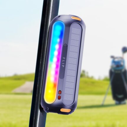 Magnetic Bluetooth Speaker, Golf Speaker with Solar Charging 30H Playtime, 7 Colorful Flashing Lights Outdoor Waterproof Portable Wireless, for Golf Cart Gifts Hiking Camping
