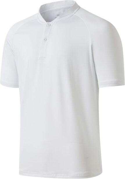 Willit Men's Tennis Shirts Golf Polo Quick Dry Lightweight Collarless Short Sleeve Henley Shirt for Men UPF 50+