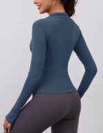 LOMON Womens Long Sleeve Workout Tops Quick Dry Quarter Zip Pullover Crop Yoga Athletic Slim Fit Shirts - Image 2