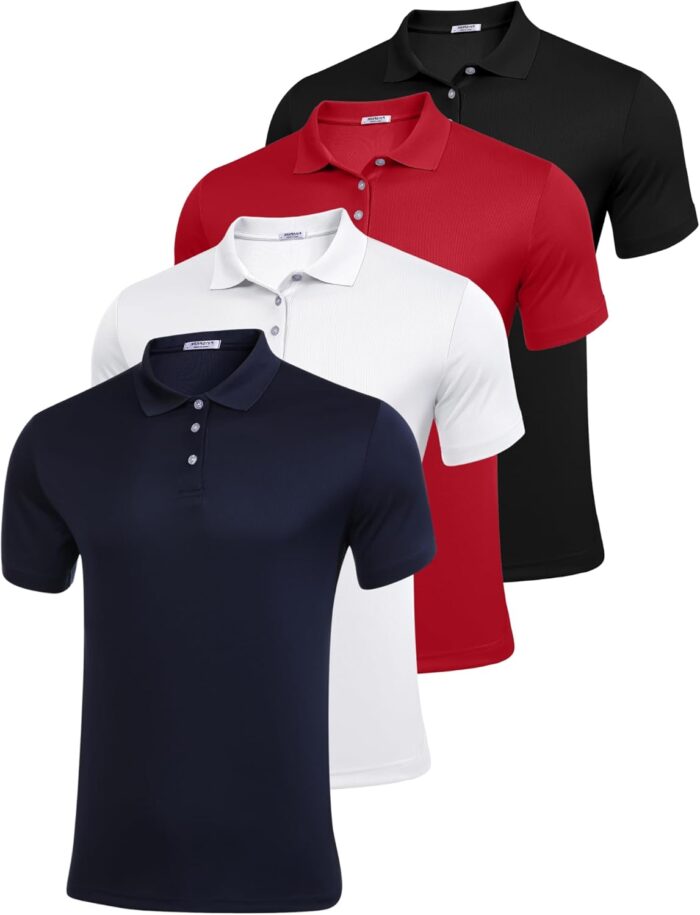 PINSPARK 1/3/4/5 Pack: Golf Polo Shirts for Men Multipacks Quick Dry Short Sleeve Collared Shirt Slim Fit Casual Polos Shirt - Image 1