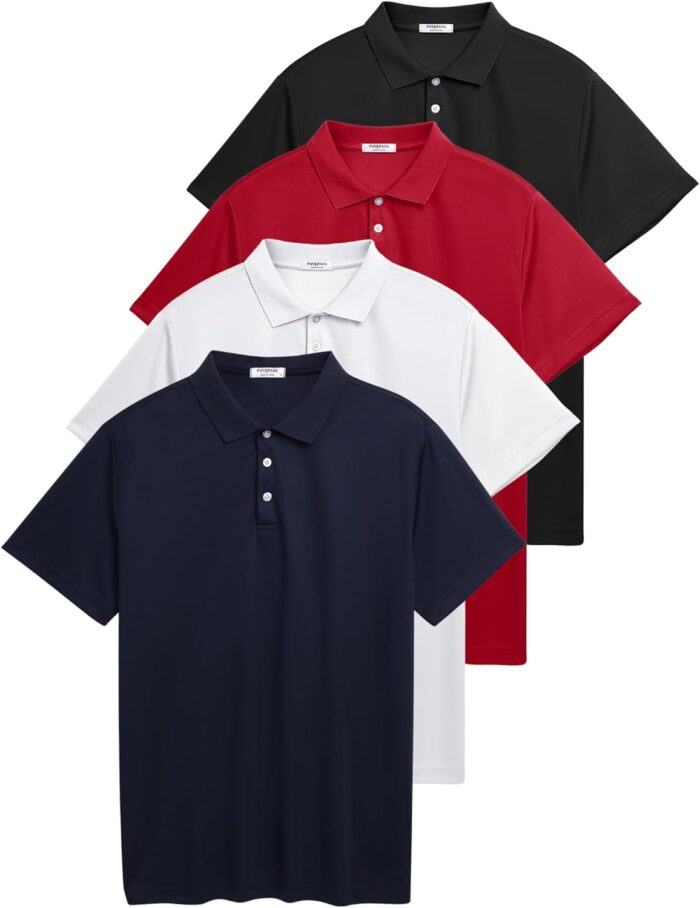 PINSPARK 1/3/4/5 Pack: Golf Polo Shirts for Men Multipacks Quick Dry Short Sleeve Collared Shirt Slim Fit Casual Polos Shirt - Image 5