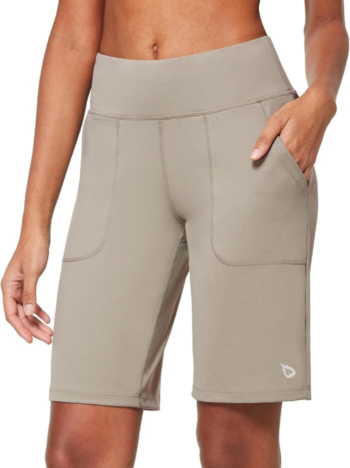 baleaf Women's Bermuda Long Shorts 10" Knee Length High Rise Athletic Shorts Pull On Workout Walking Golf Running Summer - Image 1