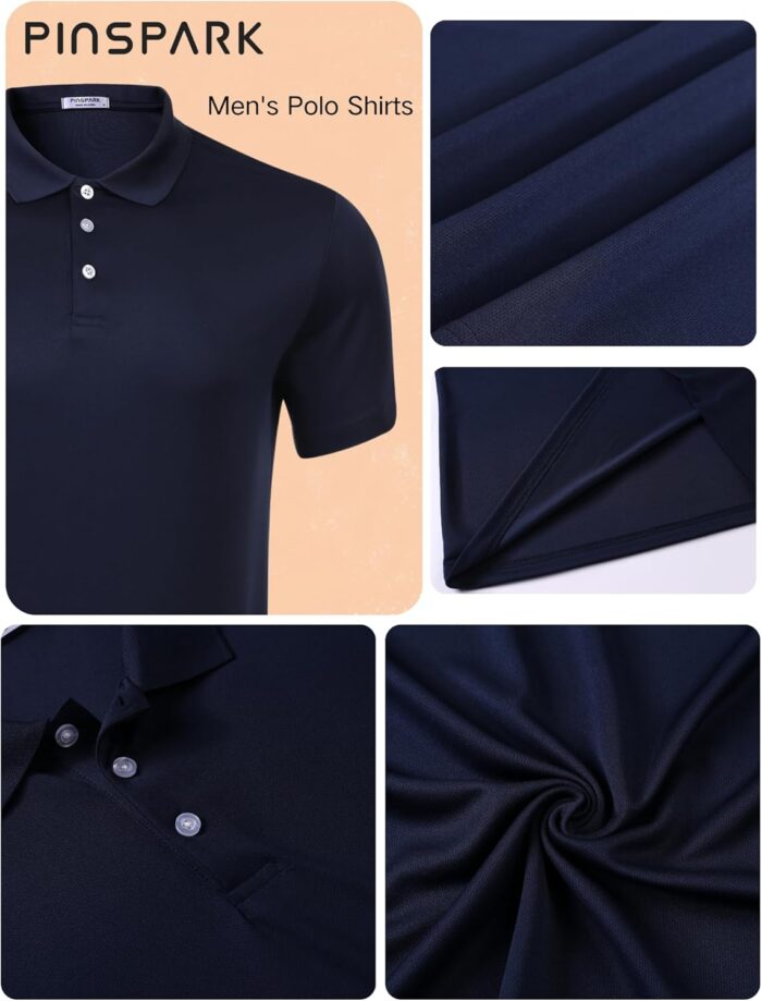 PINSPARK 1/3/4/5 Pack: Golf Polo Shirts for Men Multipacks Quick Dry Short Sleeve Collared Shirt Slim Fit Casual Polos Shirt - Image 4