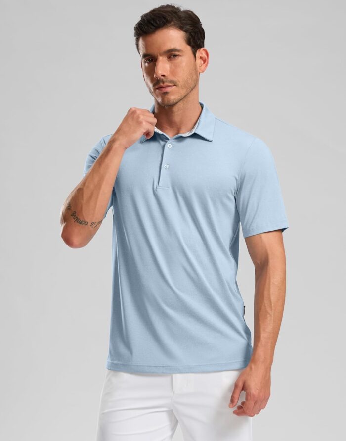 Golf Polo Shirts Short Sleeve Dry Fit Performance Moisture Wicking Collared Heather Polo Casual Athletic Business - Image 2