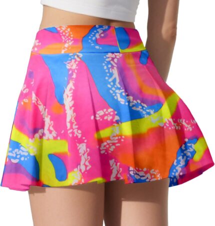 80s 90s Tennis Skirts with Pockets - High Waisted Retro Golf Skorts for Women | Athletic Workout, Running, Casual Wear