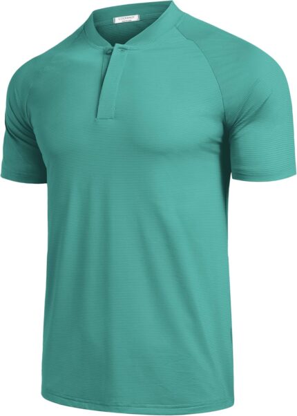 COOFANDY Men's Quick Dry Golf Polo Shirts Short Sleeve Henley Shirt Active Athletic Collarless Sports T Shirts