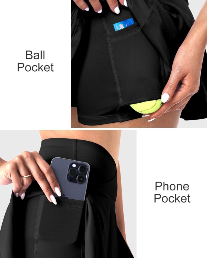 CHRLEISURE Women Tennis Golf Skirt with Pockets - High Waisted Crossover Golf Pleated Athletic Workout Dress Running Skort - Image 2