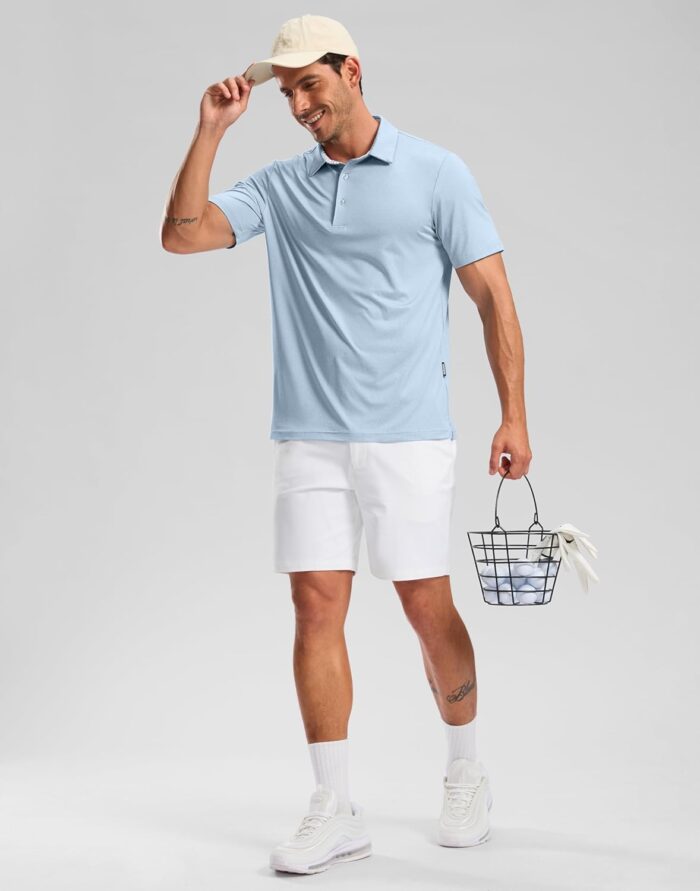 Golf Polo Shirts Short Sleeve Dry Fit Performance Moisture Wicking Collared Heather Polo Casual Athletic Business - Image 6
